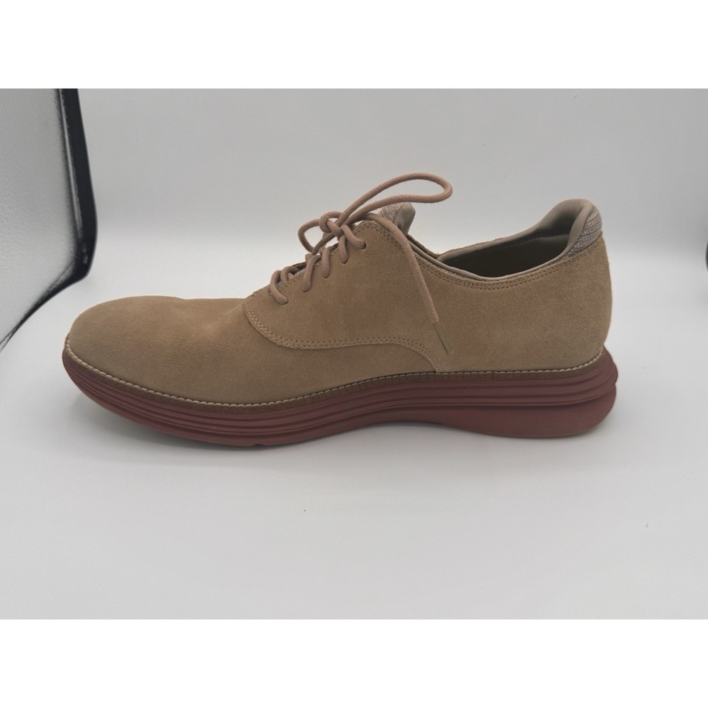 Cole Haan Original Grand Mens 11.5 M Tan Suede Oxford Shoes  Brick Red Sole - Picture 7 of 13